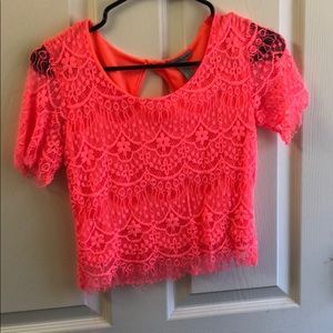 Neon lace crop top